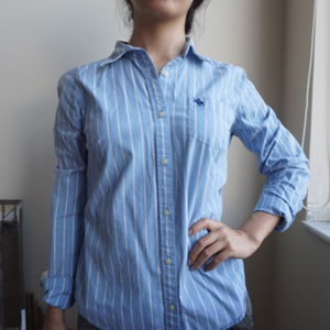 Abercrombie & Fitch Blue/White Striped Long-Sleeve